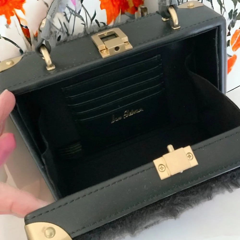 Sam Edelman Carressa Faux Fur Shoulder / Crossbody Bag with Jewels